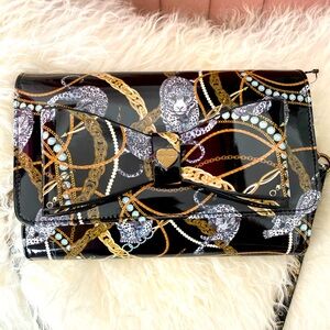 BETSEY JOHNSON Leopard & Chains Bow Crossbody